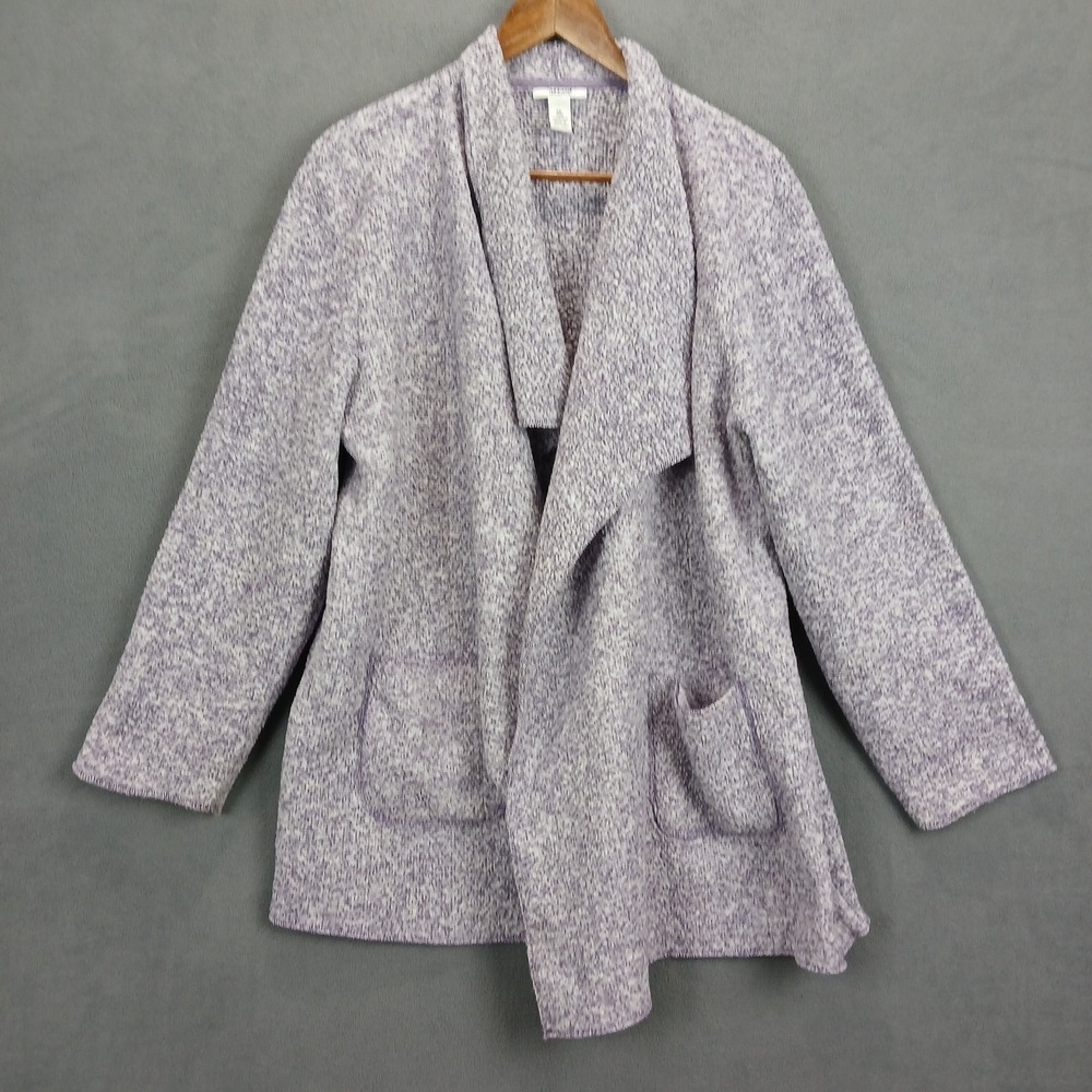 Alfani Intimate Cardigan Sweater Womens XL Purple Knit Open Front Shawl Collar - Picture 1 of 7